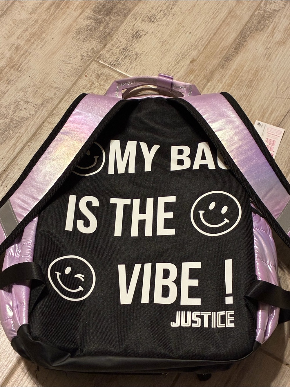 Justice Quilted Shimmer Iridescent Lavender Backpack Set W/ Lunch Bag&Bottle NWT - Picture 5 of 16